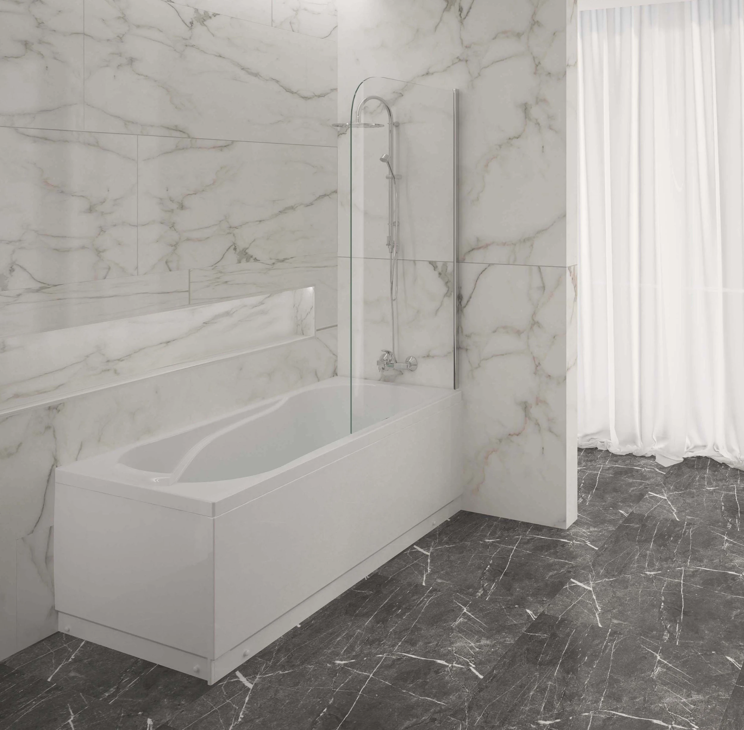 Paravan cada WST08 - PROFIL CROMAT, STICLA TRANSPARENTA [2]