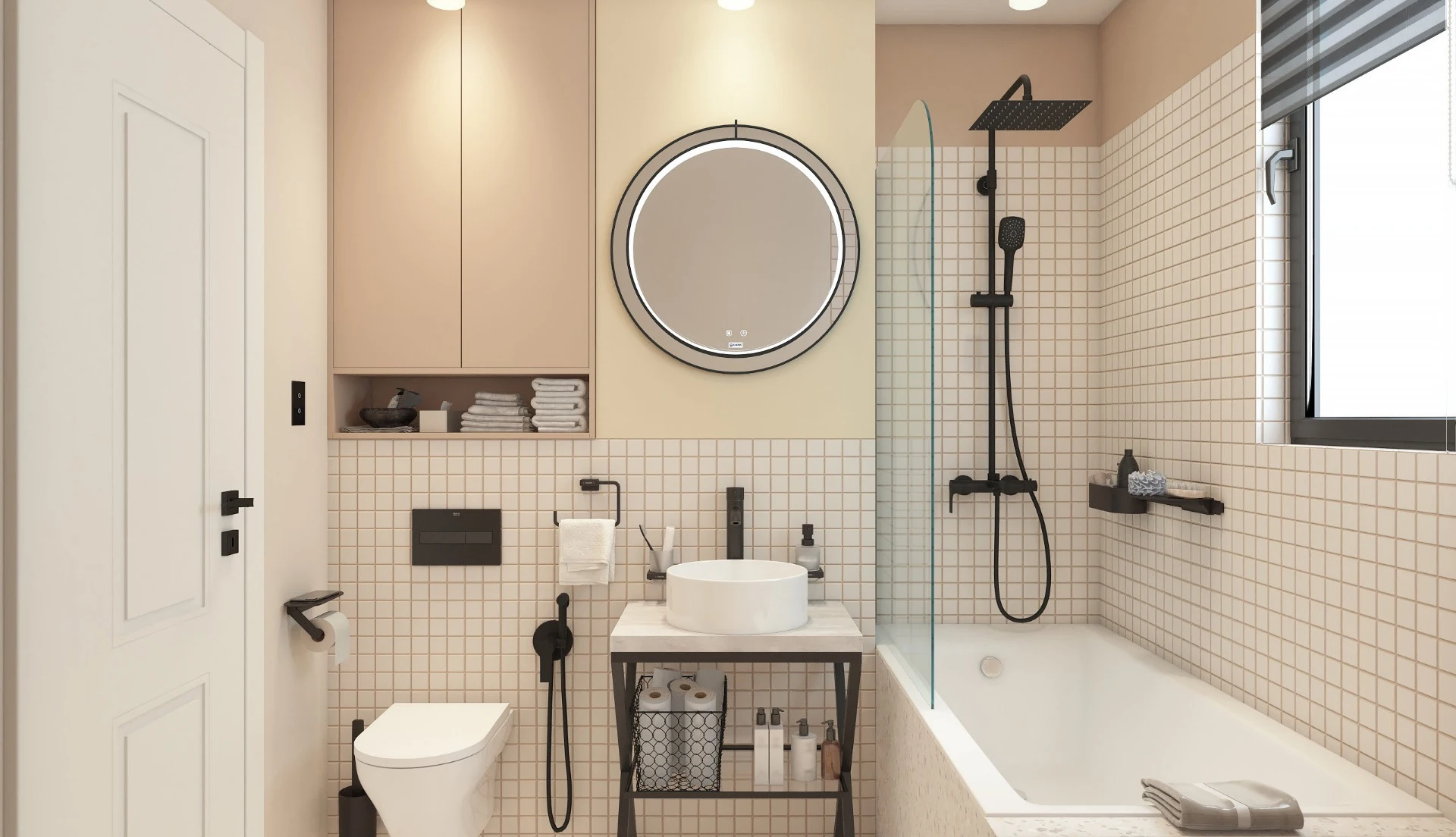 Paravan cada WST08 - PROFIL NEGRU, STICLA TRANSPARENTA [4]