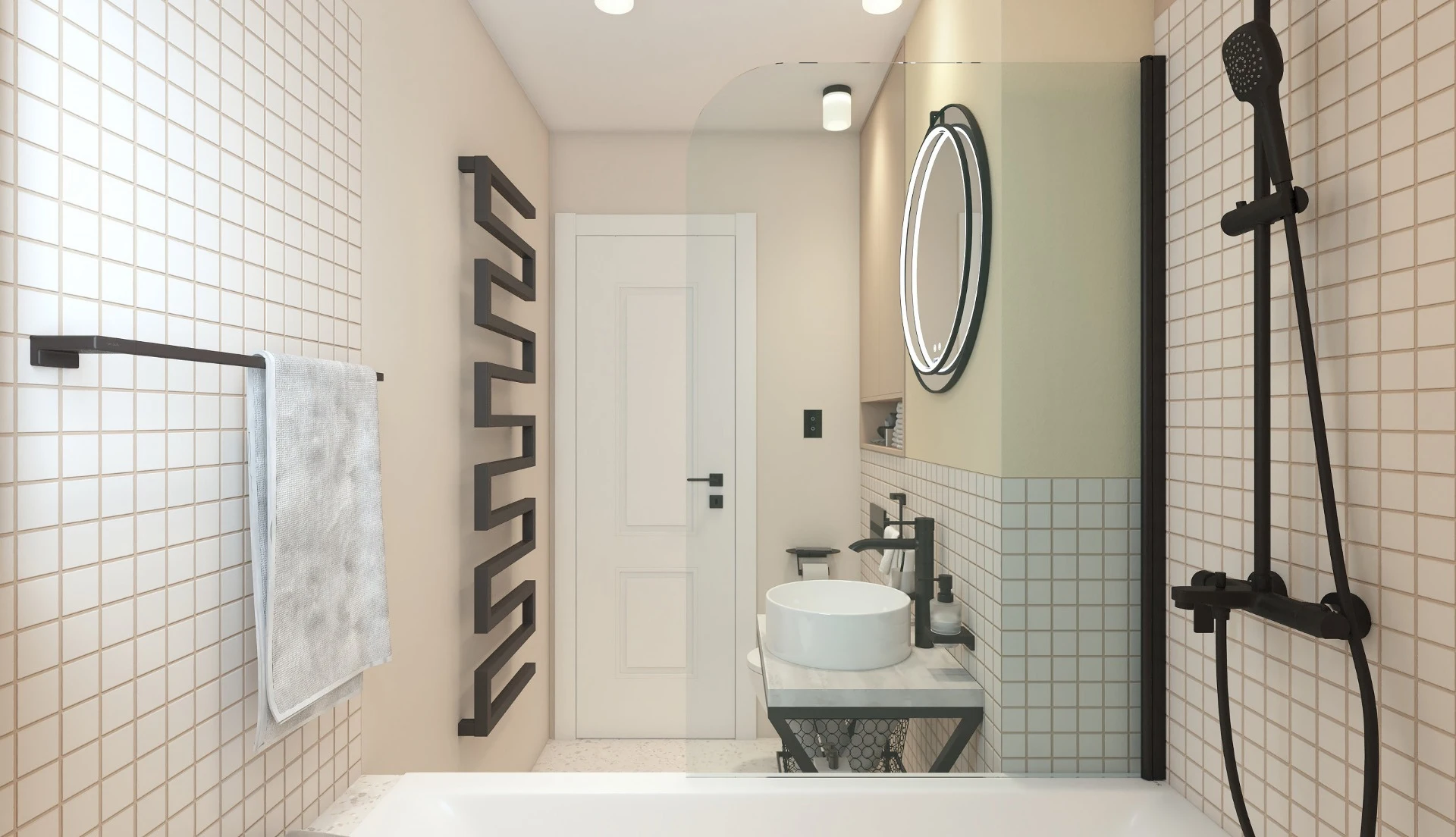 Paravan cada WST08 - PROFIL NEGRU, STICLA TRANSPARENTA [3]