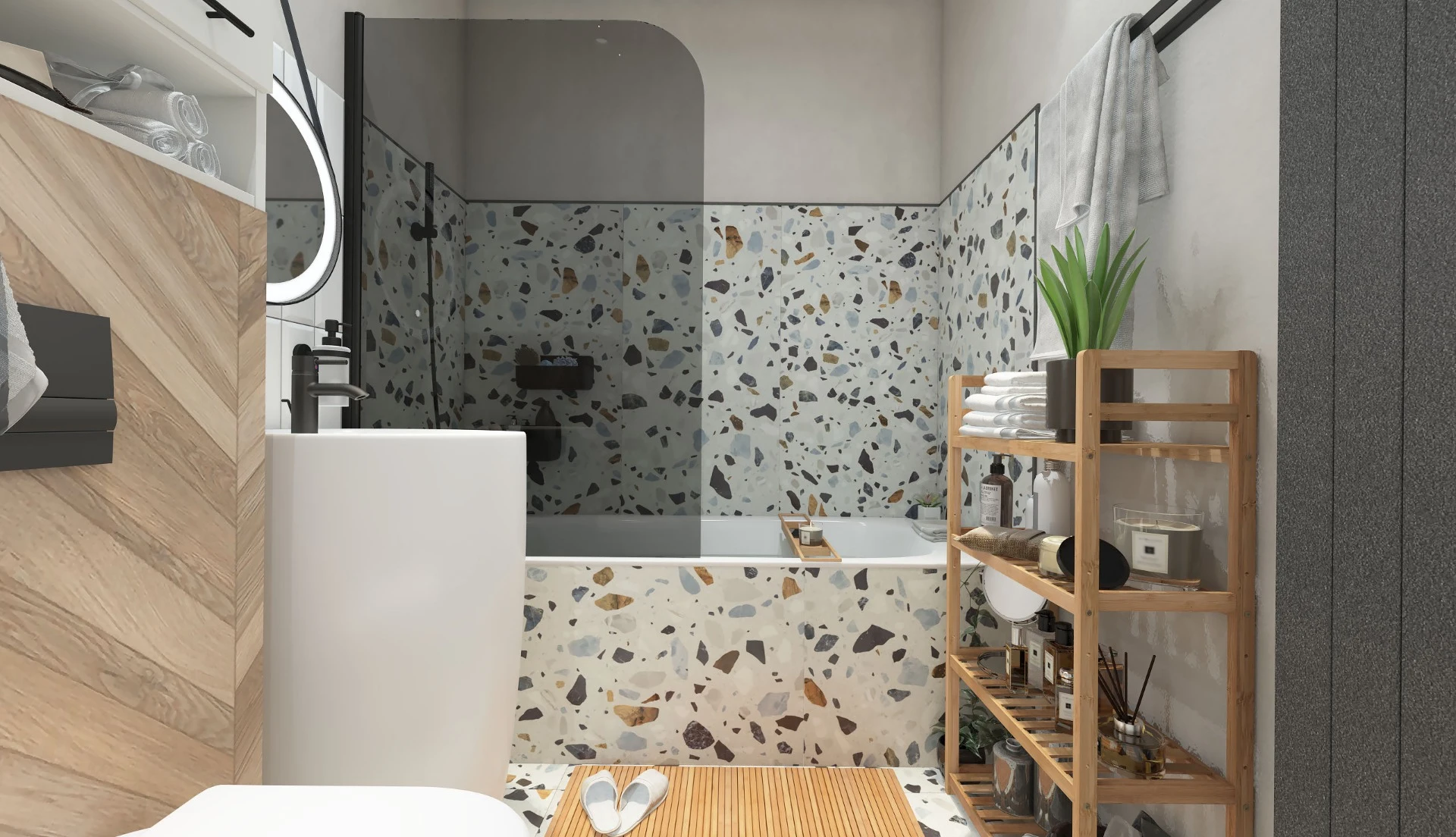 Paravan cada WST08 - PROFIL NEGRU, STICLA FUMURIE [2]