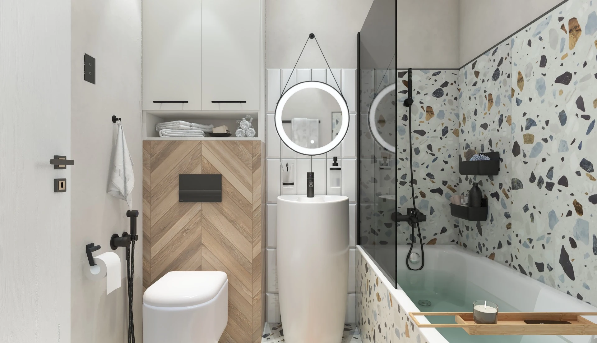 Paravan cada WST08 - PROFIL NEGRU, STICLA FUMURIE [4]