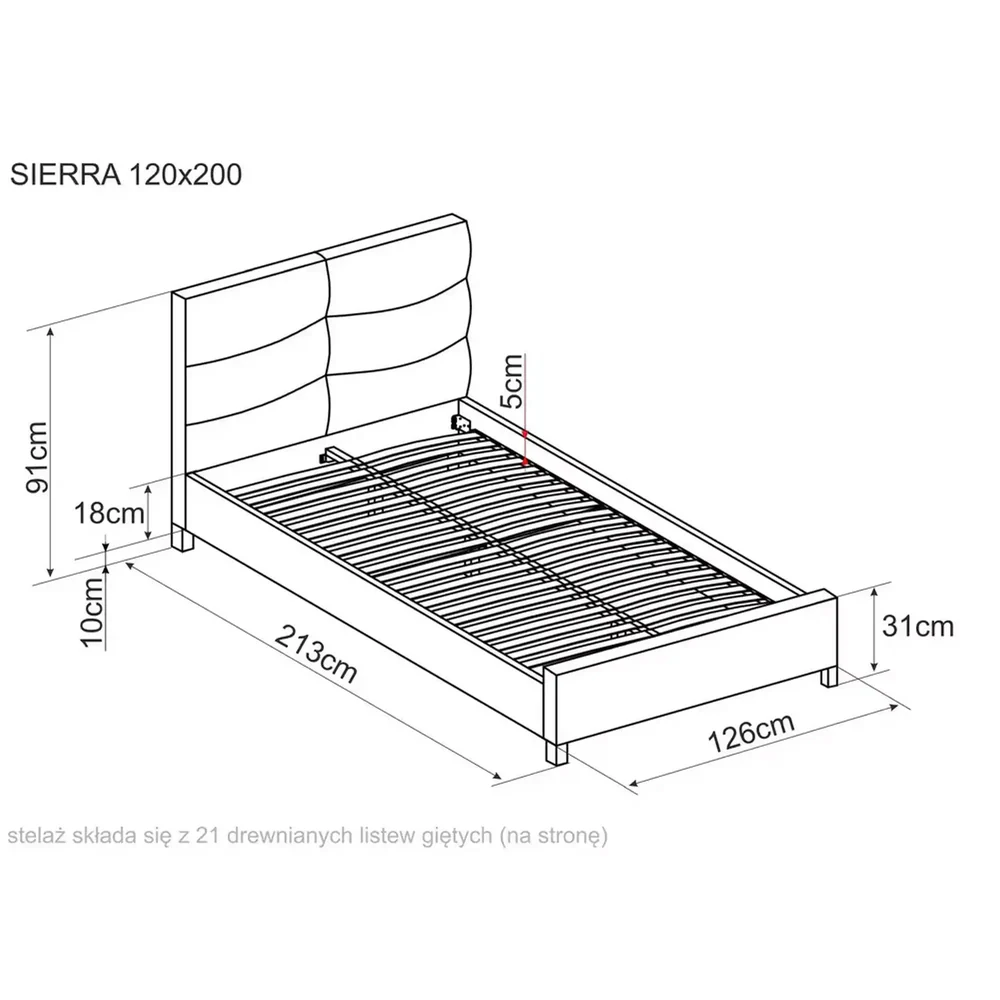 Pat tapițat Sierra, stofă catifelată bej Bluvel , somieră inclusă [2]