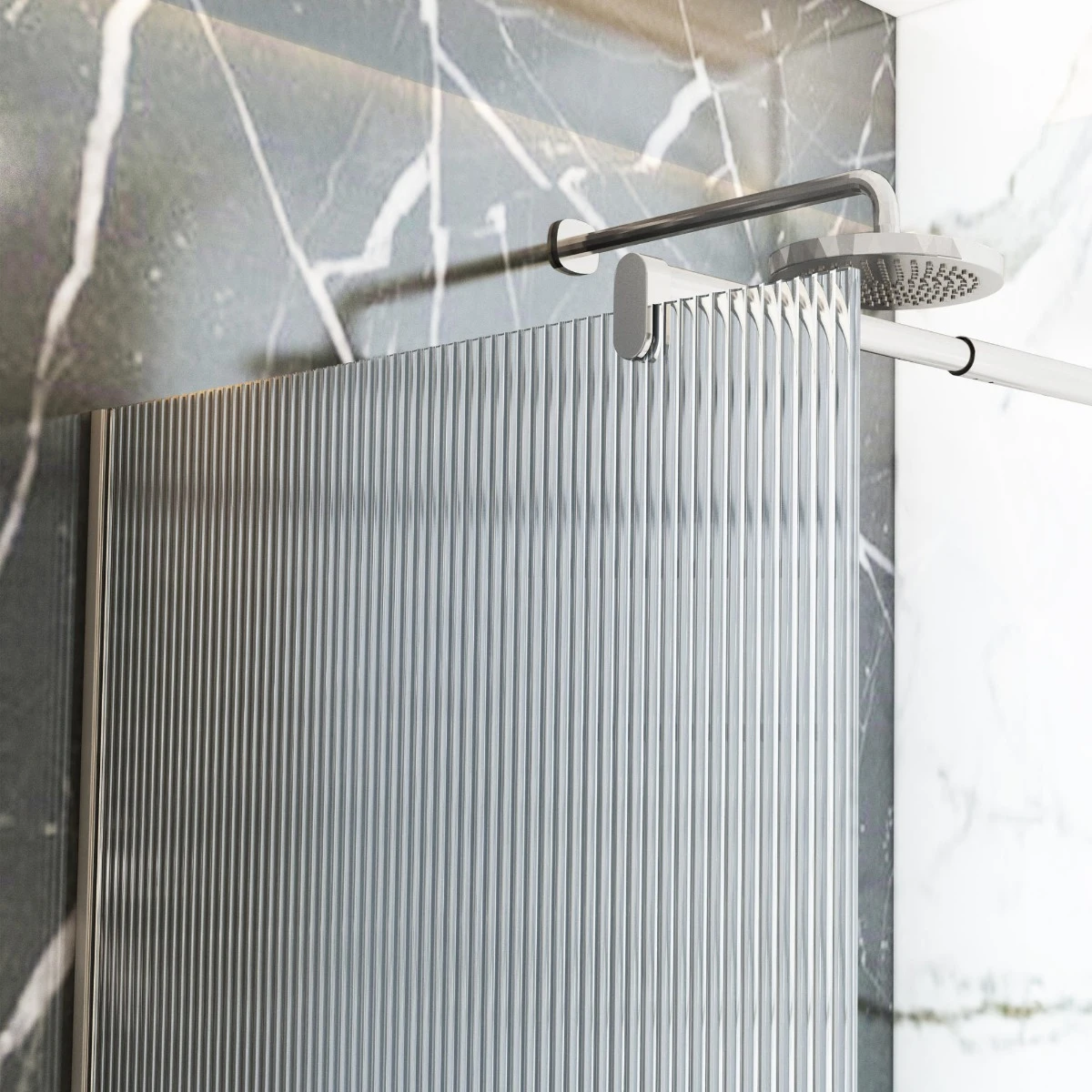 Perete dus tip WALK IN WST14, STICLA RIFLATA - PROFIL INOX [2]