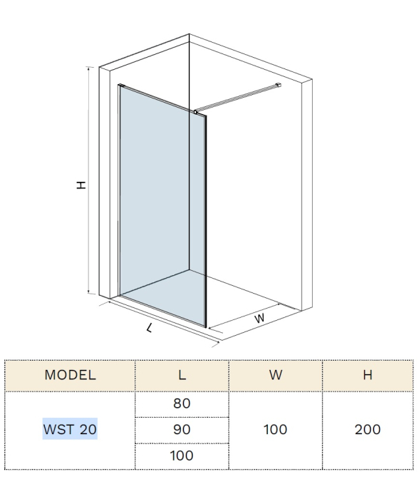 Perete dus tip WALK IN - WST20 PROFIL NEGRU [5]