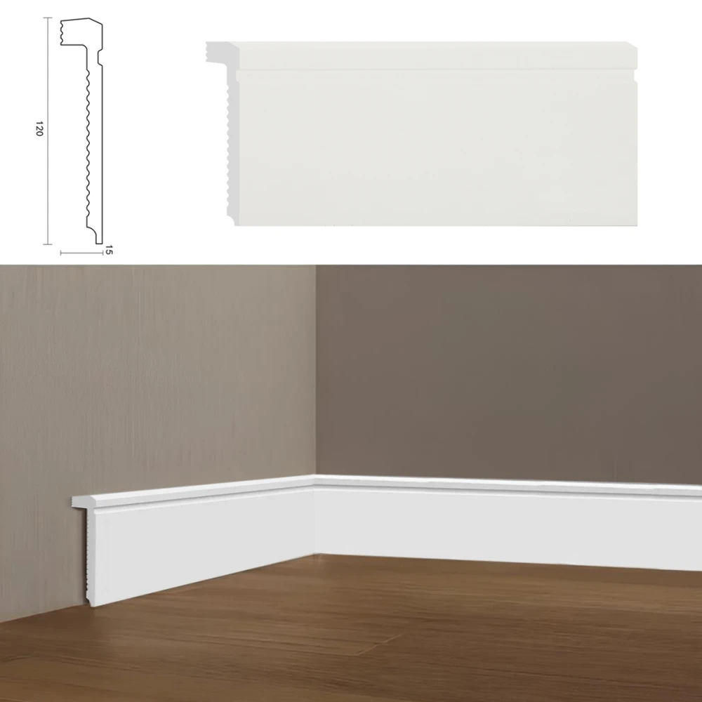 Plinta alba duropolimer, interior, latime 120 mm [4]