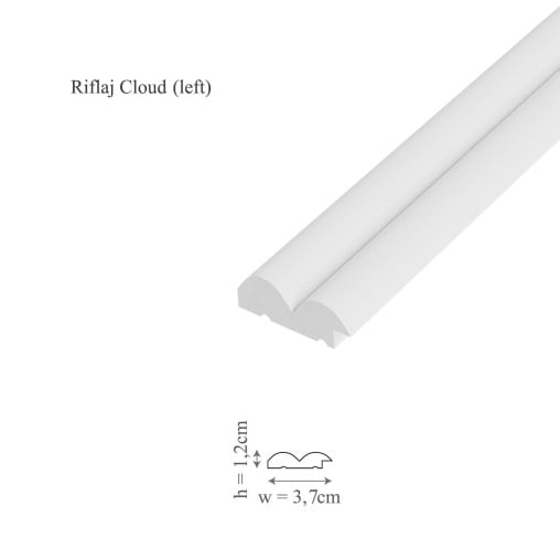 Profil dreapta panou riflaj decorativ 3D din polimer rigid, model Cloud R - 4.3x1.2x250 cm [1]