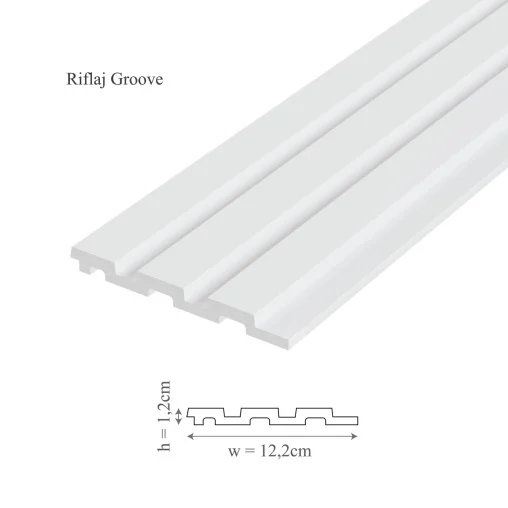 Profil dreapta panou riflaj decorativ 3D din polimer rigid, model Groove/Moon R - 2.7x1.2x270 cm [2]