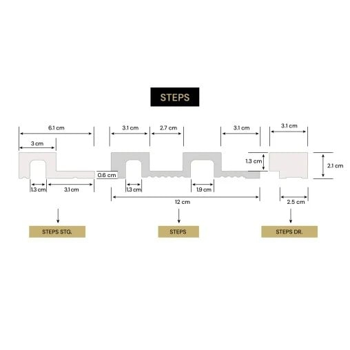 Profil dreapta panou riflaj decorativ 3D din polimer rigid, model Groove R – 2.7x1.2x290 cm [3]
