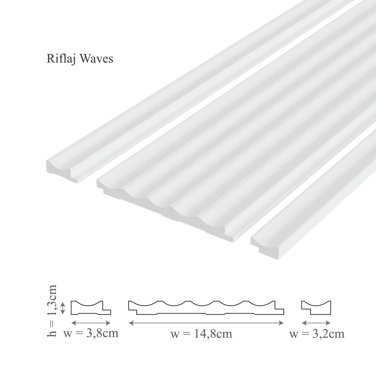 Profil dreapta riflaj decorativ, Waves R, 3.2x1.3x250 cm [2]