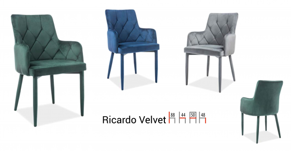Scaun Ricardo Velvet Gri -  l50 x A44 x H88 cm [2]