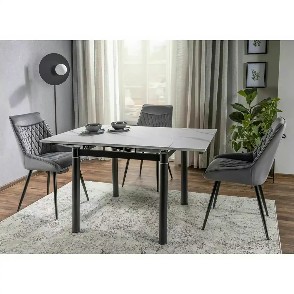 Scaun AGAT – 51x44x88 cm, gri / negru, stofă catifelată Bluvel 14 / metal [6]