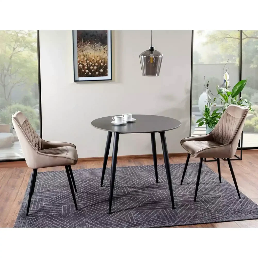 Scaun AGAT – 51x44x88 cm, bej inchis / negru, stofă catifelată Bluvel 40/ metal [3]