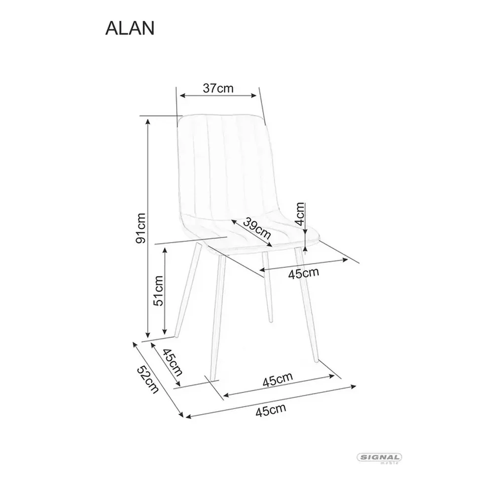 Scaun ALAN – 45x39x91 cm, bej / negru, stofă catifelată / metal [4]
