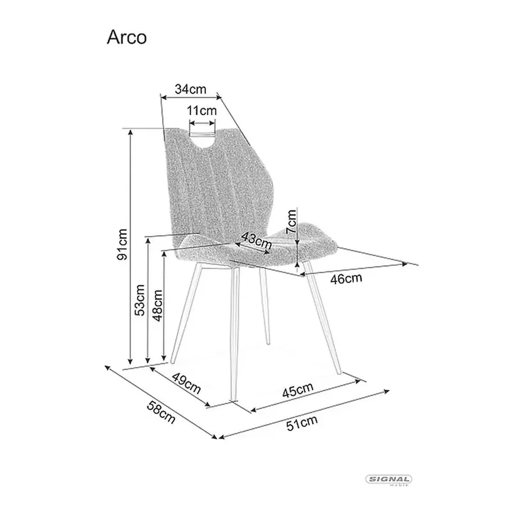 Scaun ARCO – 51x43x91 cm, bej Brego 34 / negru, stofă clasică / metal [4]