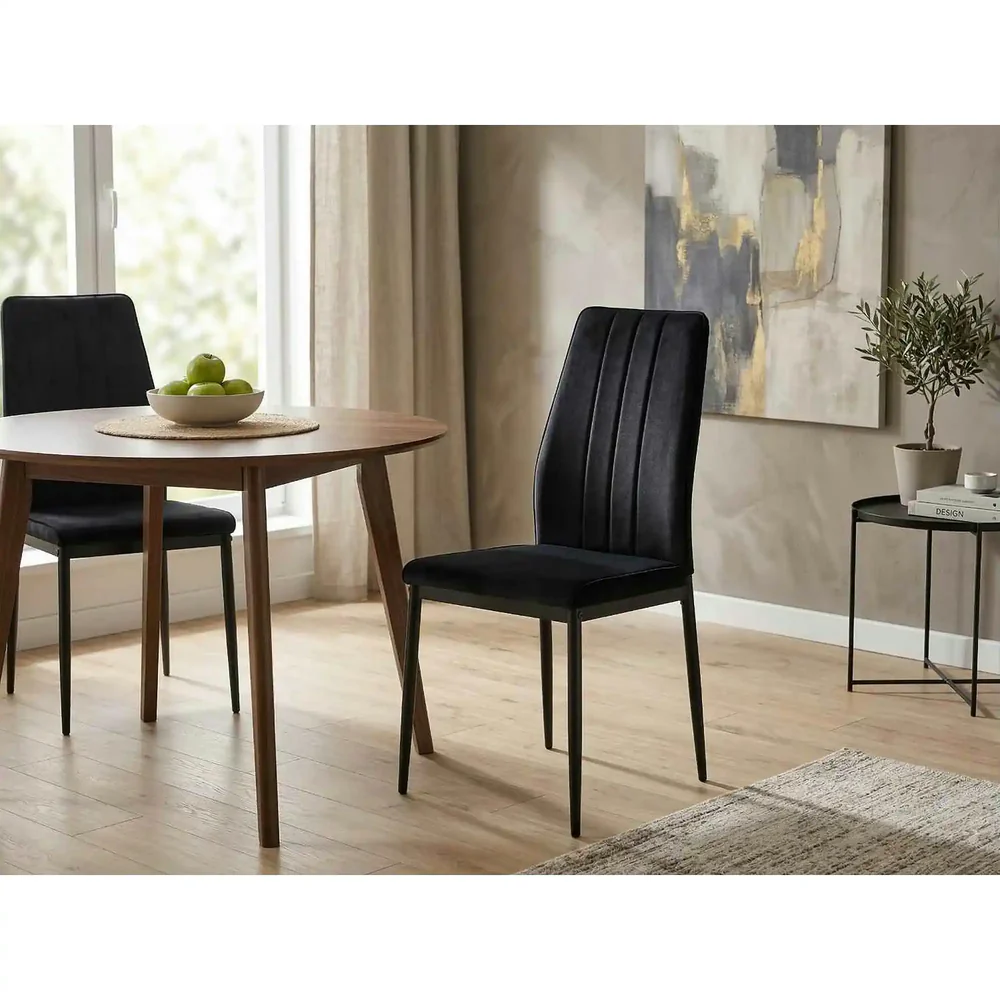 Scaun ATOM – 44x39x93 cm, negru, stofă catifelată / metal [3]