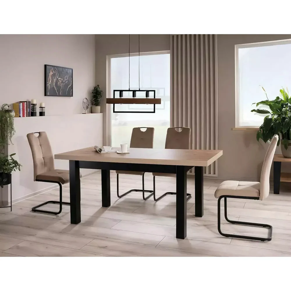 Scaun AXO – 43x47x101 cm, bej / negru, stofă catifelată / metal [4]