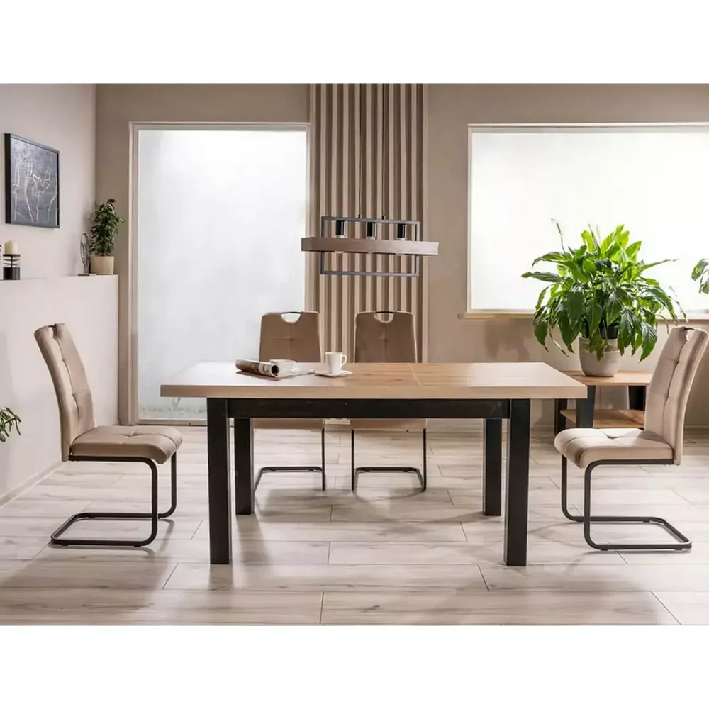 Scaun AXO – 43x47x101 cm, bej / negru, stofă catifelată / metal [5]