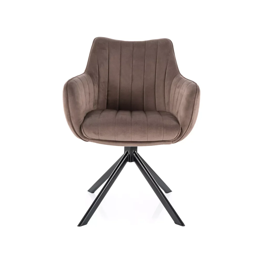 Scaun AZALIA VELVET – 61x44x86 cm, cappuccino/negru, stofa catifelata/metal [2]