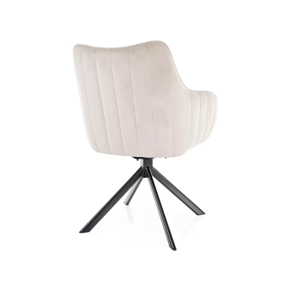 Scaun AZALIA VELVET – 61x44x86 cm, bej deschis/negru, stofa catifelata/metal [3]