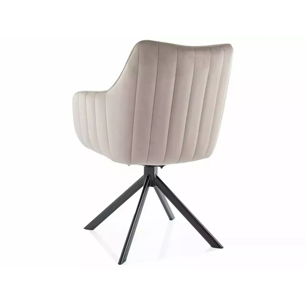 Scaun AZALIA VELVET – 61x44x86 cm, bej inchis/negru, stofa catifelata/metal [3]