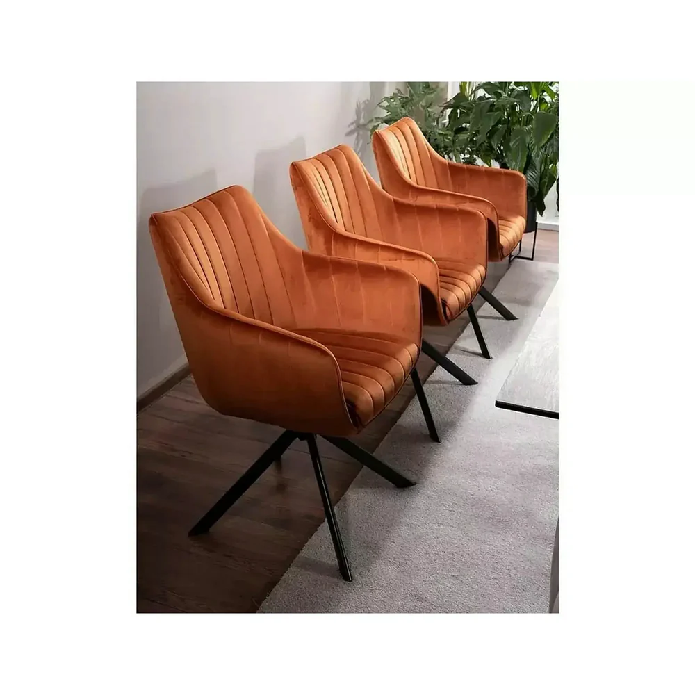 Scaun AZALIA VELVET – 61x44x86 cm, caramiziu/negru, stofa catifelata/metal [4]
