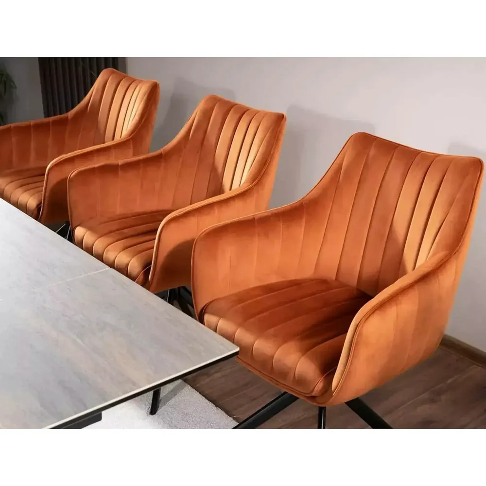 Scaun AZALIA VELVET – 61x44x86 cm, caramiziu/negru, stofa catifelata/metal [3]