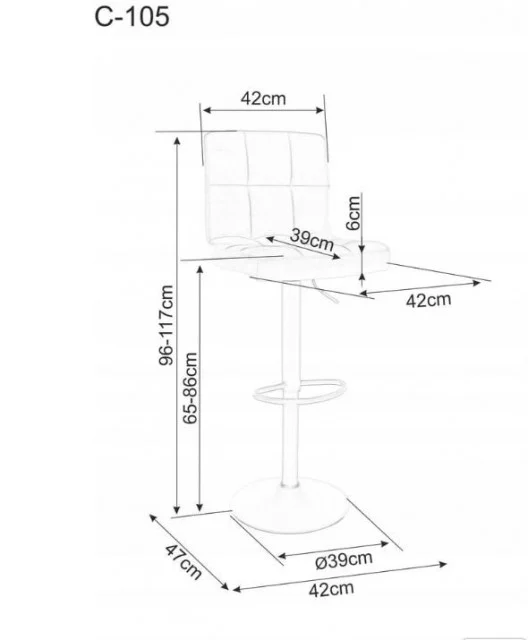 Scaun C105 – 42x39x96-117 cm, bej închis Bluvel 40 / negru, stofă catifelată / metal [4]