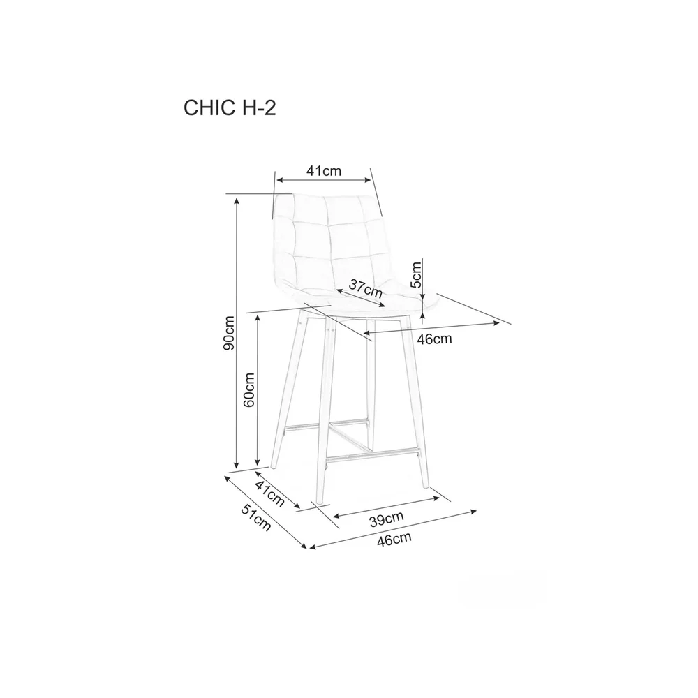Scaun bar CHIC H-2 – 46x51x90 cm, galben / negru, stofă catifelată / metal [7]