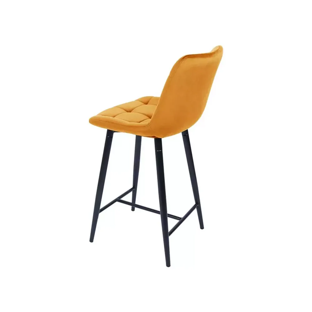 Scaun bar CHIC H-2 – 46x51x90 cm, galben / negru, stofă catifelată / metal [3]