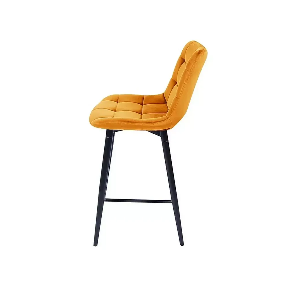 Scaun bar CHIC H-2 – 46x51x90 cm, galben / negru, stofă catifelată / metal [2]