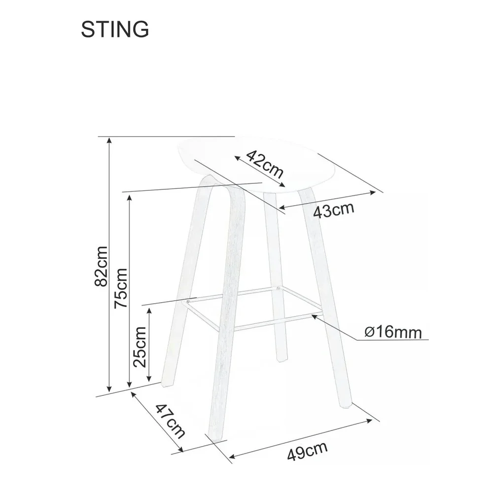 Scaun bar STING – 49x47x82 cm, alb / stejar, metal / plastic [3]