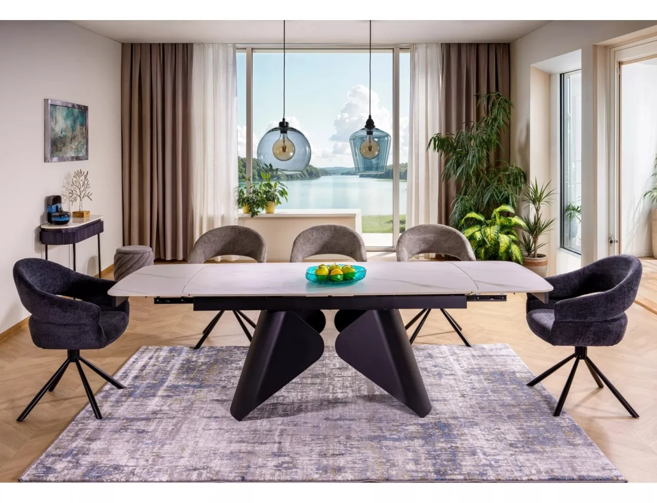 Scaun BORGO – 53x60x86 cm, gri inchis / negru mat, stofă Raven [5]