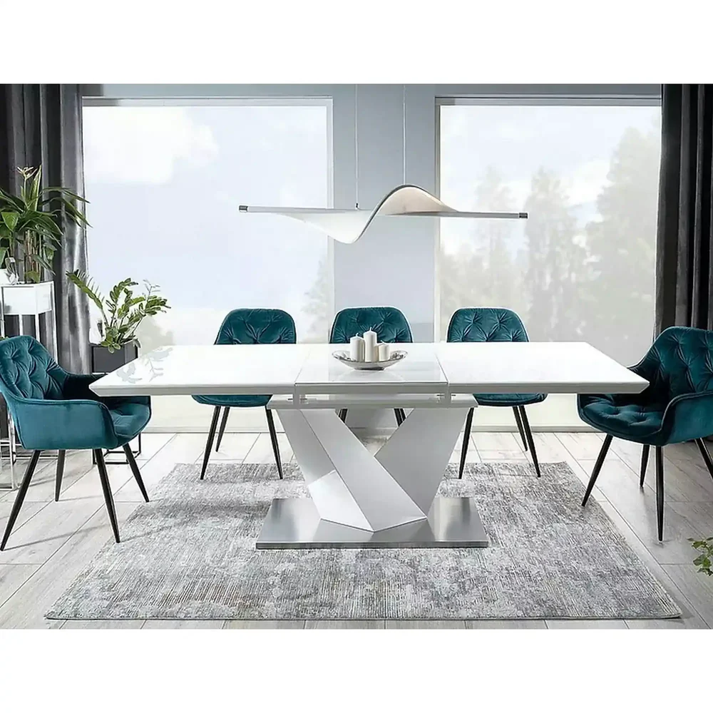 Scaun CHERRY – 58x57x87 cm,  turcoaz/negru, stofă catifelată / metal [3]