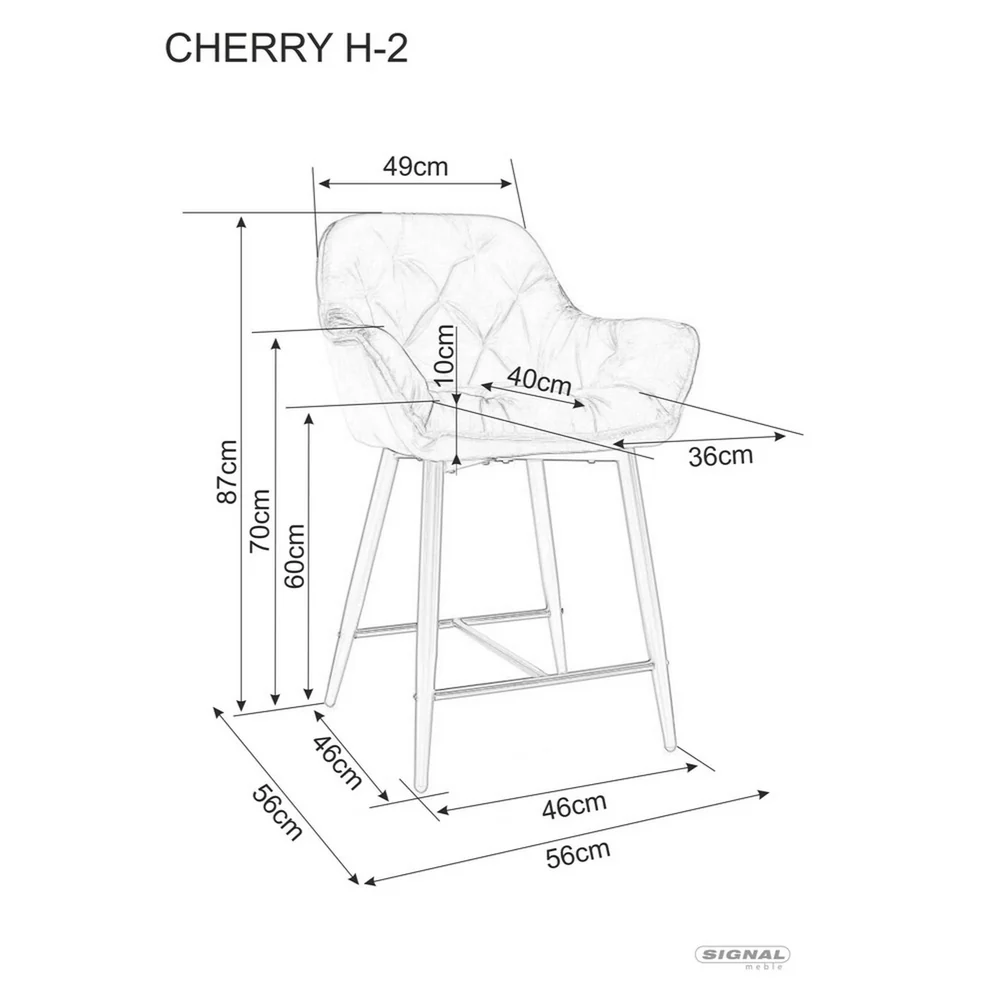 Scaun CHERRY H-2 – 56x40x87 cm, negru Bej / negru, stofă catifelată / metal [5]