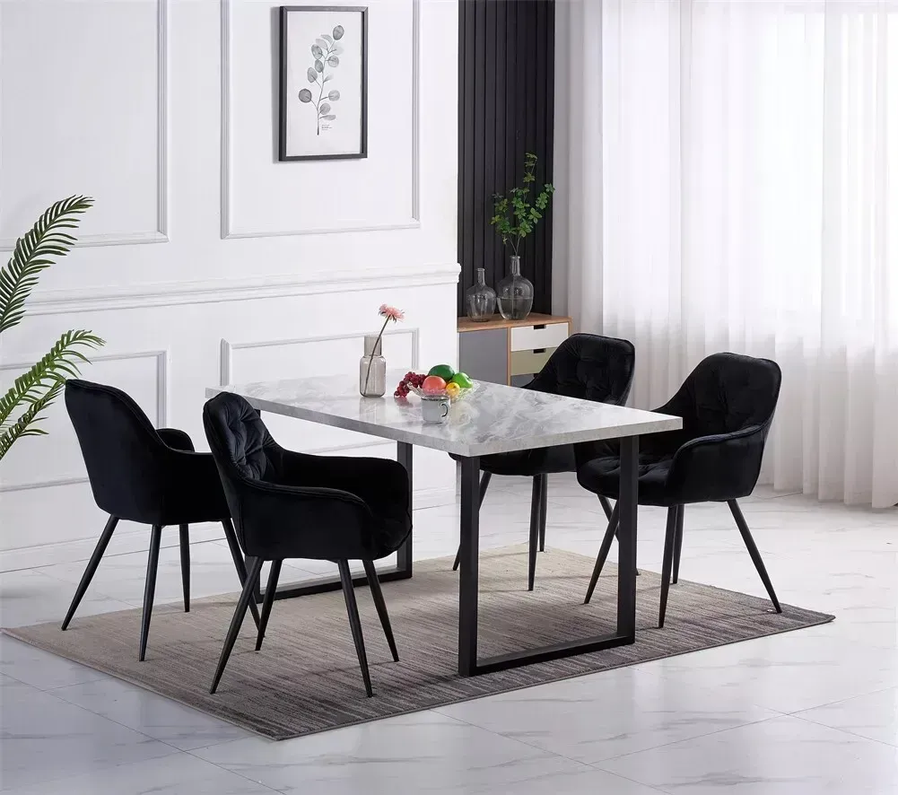 Scaun CHERRY VELVET – 57x58x87 cm, negru / negru [2]