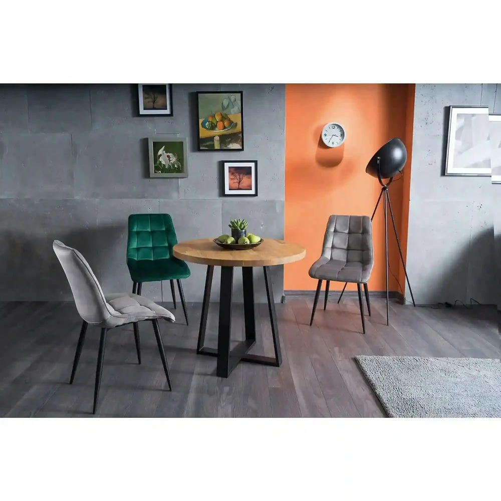 Scaun CHIC – 50x58x88 cm, verde/ negru, stofă catifelată / metal [3]