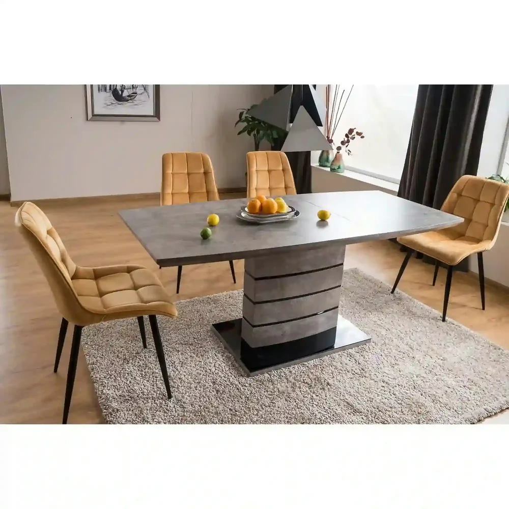 Scaun CHIC – 50x58x88 cm, galben curry / negru, stofă catifelată / metal [4]
