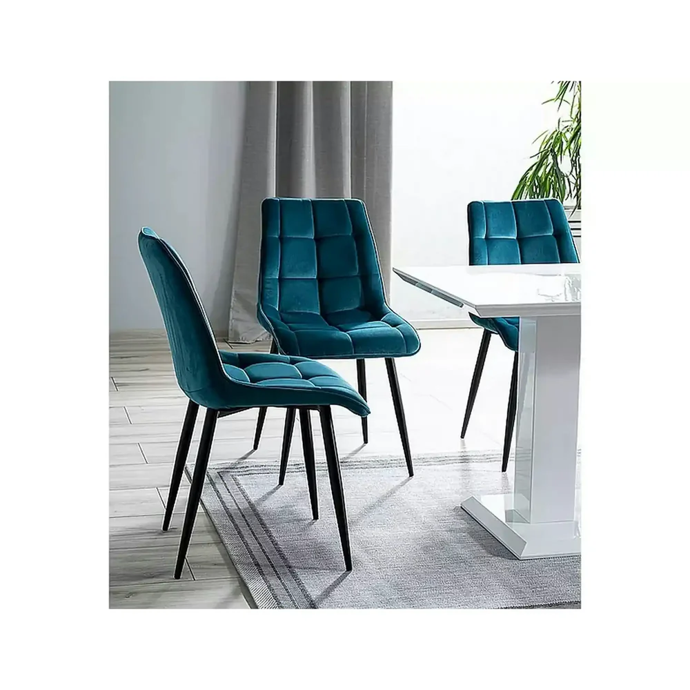 Scaun CHIC – 50x58x88 cm, turcoaz / negru, stofă catifelată / metal [3]