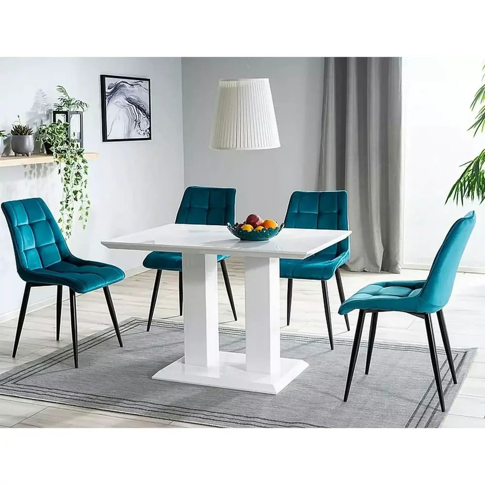 Scaun CHIC – 50x58x88 cm, turcoaz / negru, stofă catifelată / metal [2]