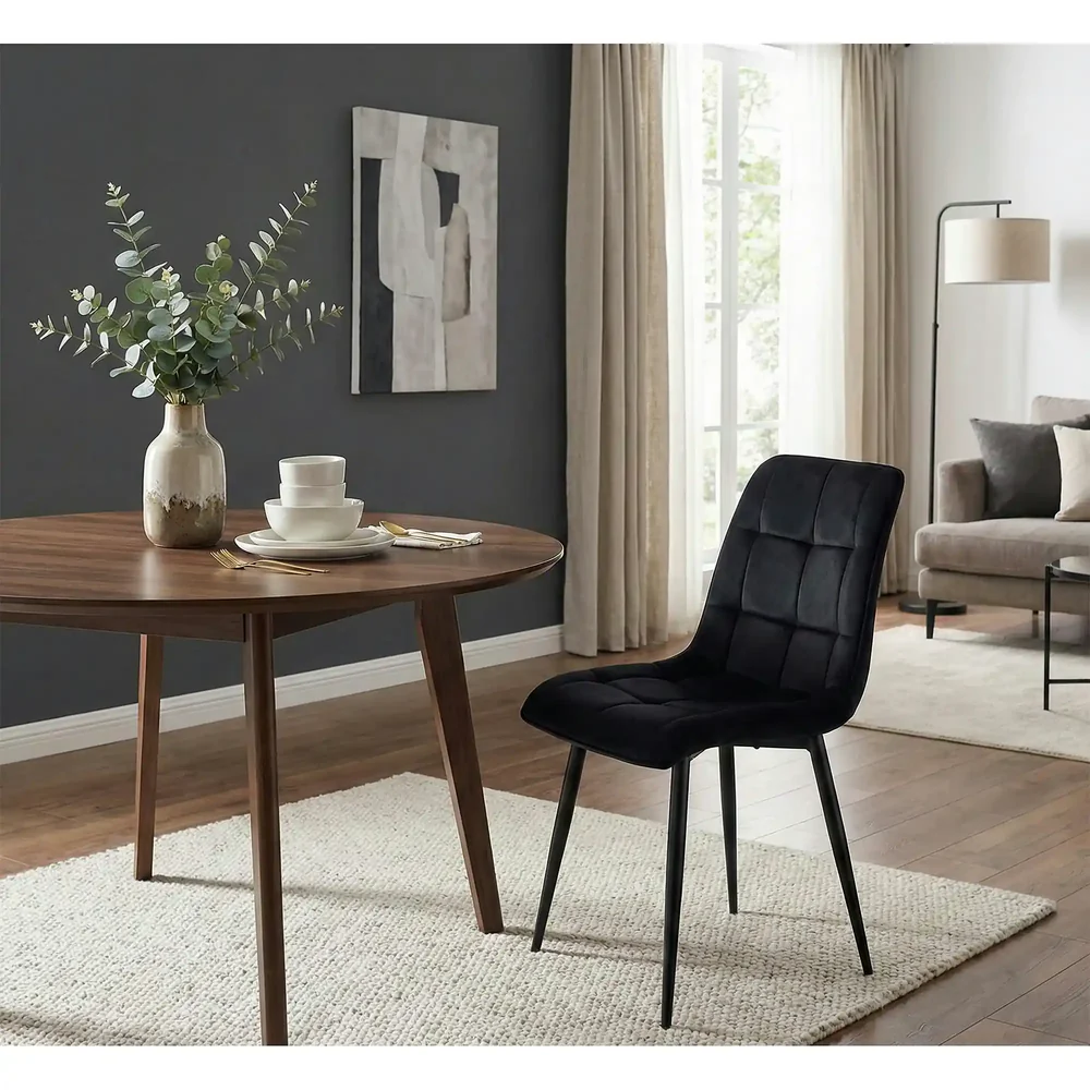 Scaun CHIC – 50x58x88 cm, negru, stofă catifelată / metal [2]