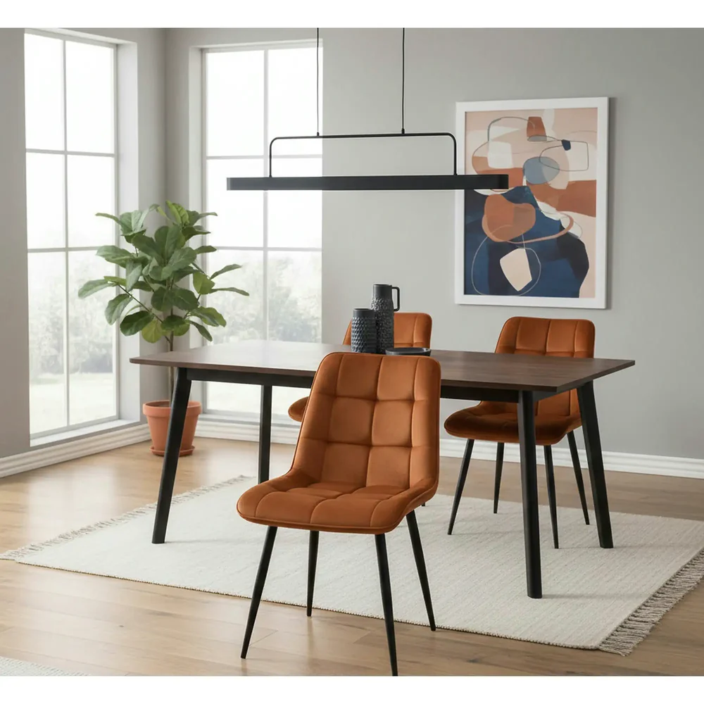 Scaun CHIC – 50x58x88 cm, caramiziu/negru, stofă catifelată / metal [2]