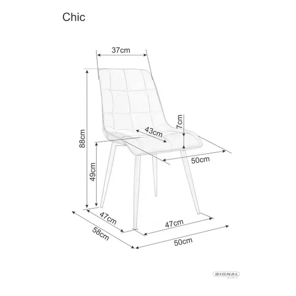 Scaun CHIC – 50x58x88 cm, roz / negru, stofă catifelată / metal [4]