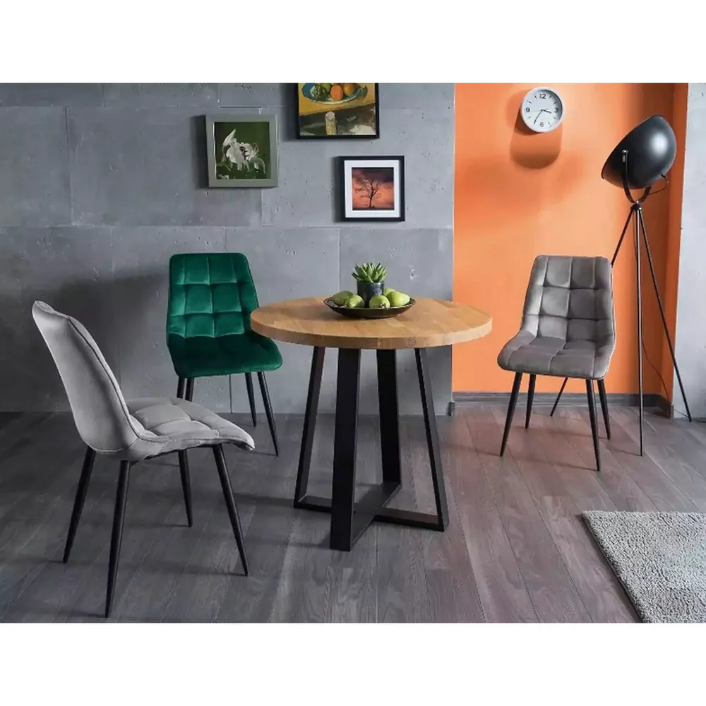 Scaun tapițat CHIC – 50x58x88 cm, gri/ negru, stofă catifelată / metal [4]