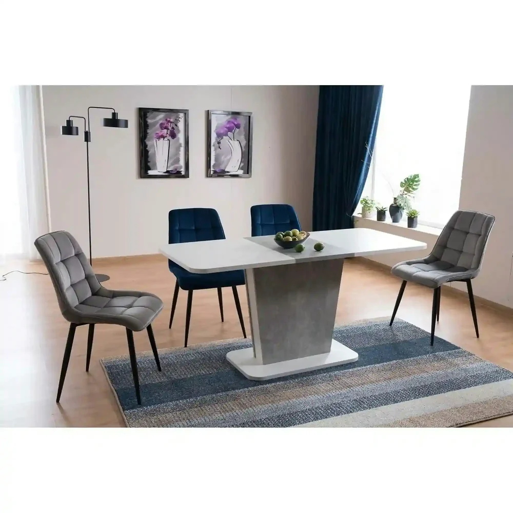 Scaun CHIC – 50x58x88 cm, albastru/ negru, stofă catifelată / metal [2]