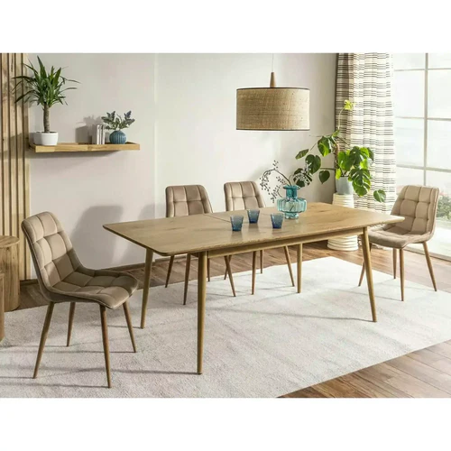 Scaun CHIC D VELVET – 50x58x88 cm, bej deschis/ negru, stofă catifelată / metal [2]