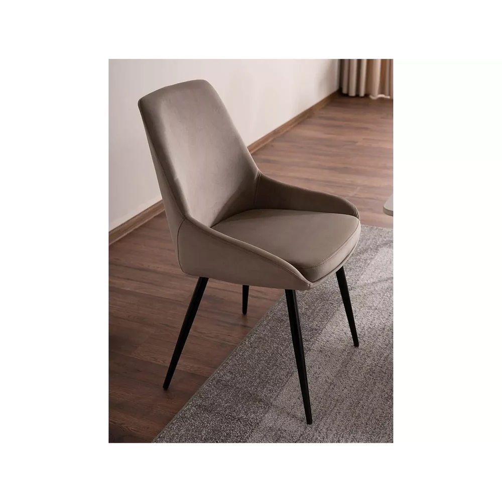 Scaun COBE – 49x43x85 cm, bej / negru, stofă catifelată / metal [2]