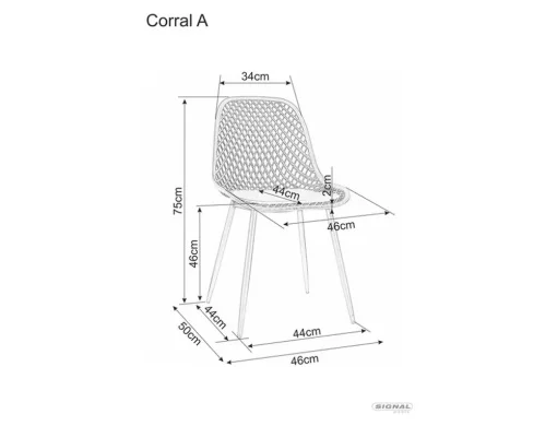 Scaun CORRAL A – 44x46x75 cm, negru, plastic / metal [3]