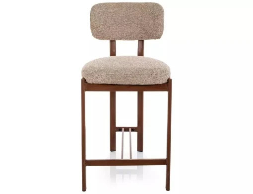 Scaun de bar MISAKI H-2 – 43x45x91 cm, bej 253 / nuc, stofă / metal [3]