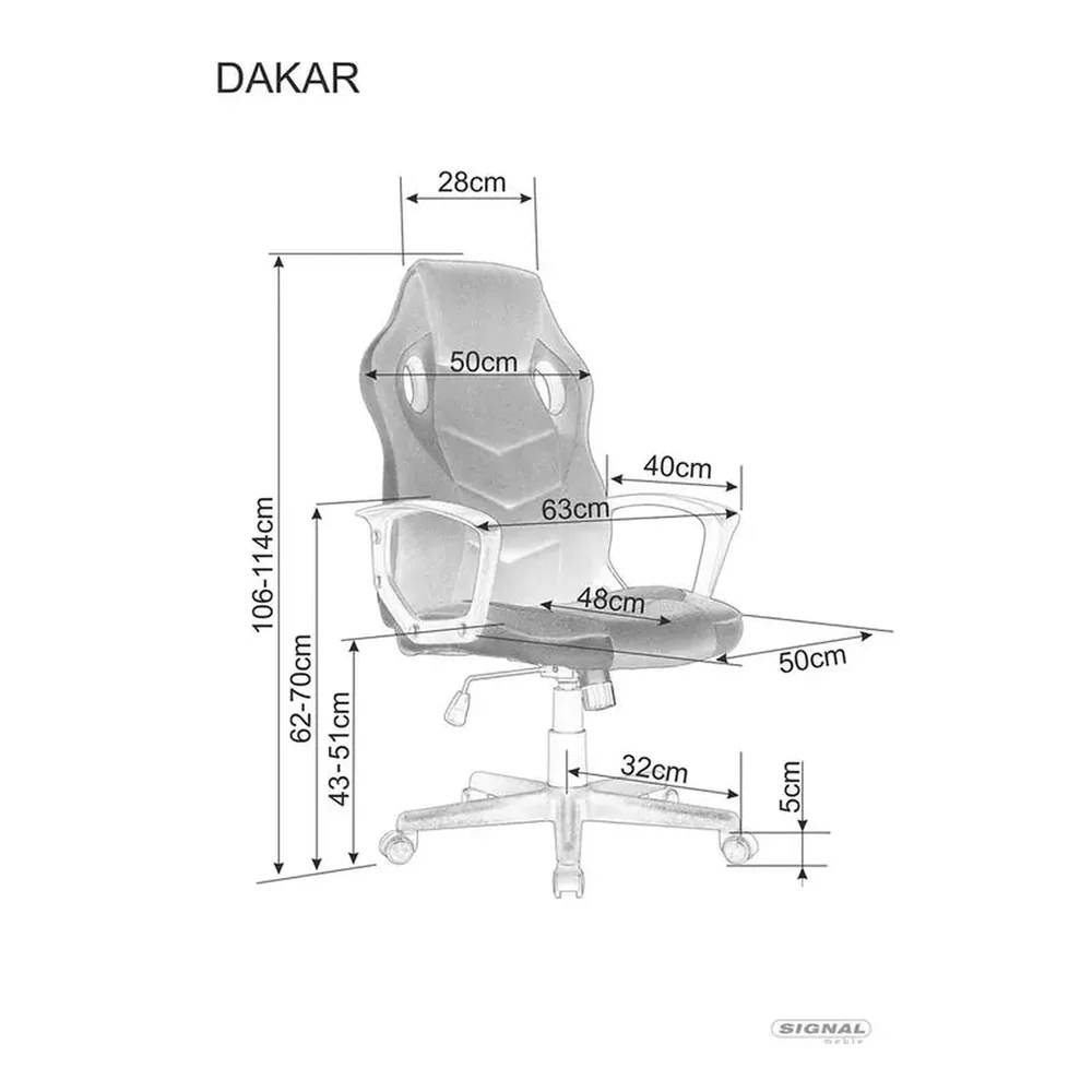 Scaun de birou DAKAR negru/roșu – 63x48x106/114 cm [6]
