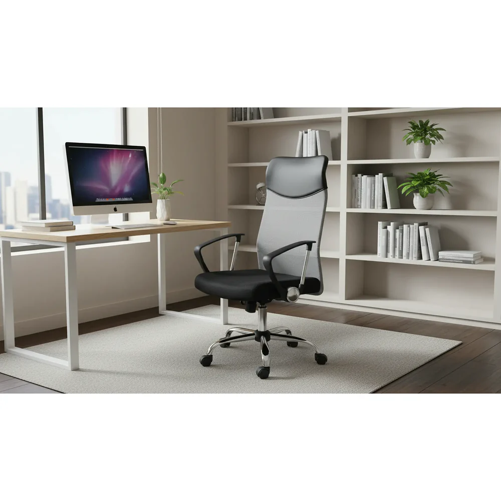 Scaun de birou Q-025 negru/gri – 62x50x107/116 cm [2]